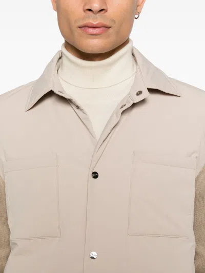 Herno Tailored Blazer With Chest Pockets And Collared Neck In Neutral