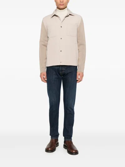 Herno Tailored Blazer With Chest Pockets And Collared Neck In Neutral