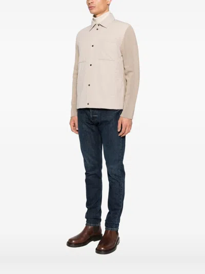 Herno Tailored Blazer With Chest Pockets And Collared Neck In Neutral