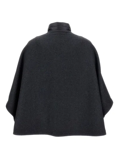Fay Versatile High Collar Quilted Cape In Black