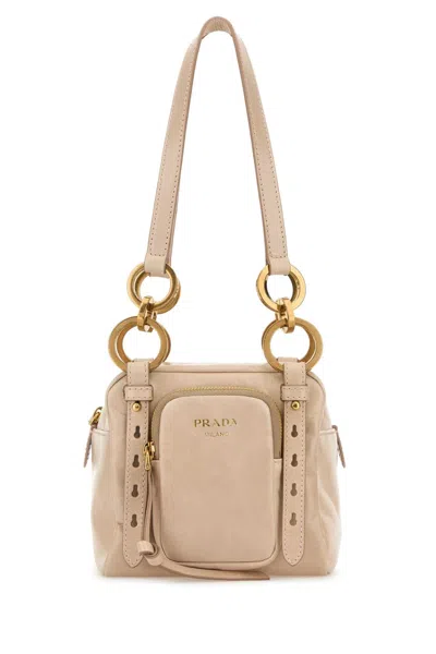 Prada Mini Dangle Leather Shoulder Bag In Neutral