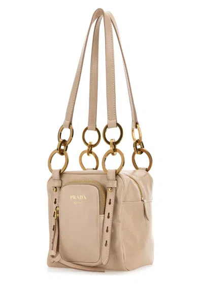 Prada Mini Dangle Leather Shoulder Bag In Neutral