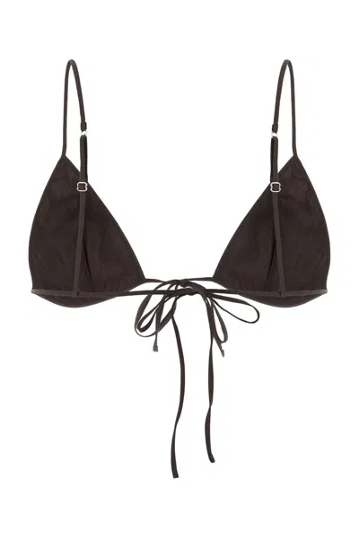 Prada Triangle Cup Tie Front Stretch Bra In Green