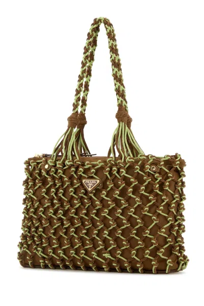 Prada Two-tone Mesh Shopping Handbag In Multi