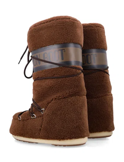Moon Boot Faux Shearling Lace-up Winter Boots In Brown