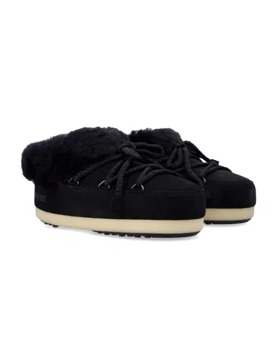Moon Boot Evx Black Suede Flat Mini Boot For Women In Black