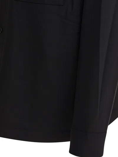Vince Button-front Wool Overshirt In Black