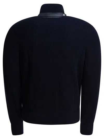 Tom Ford Wool Blend Zip-through Jacket For Men In Blue