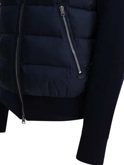 Tom Ford Wool Blend Zip-through Jacket For Men In Blue
