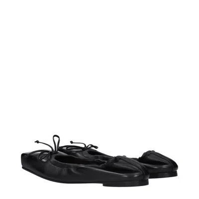 Jacquemus Black Square-toe Shoes With Gathered Upper In -, -
