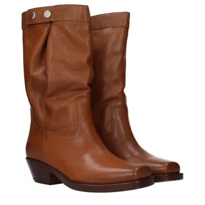 Isabel Marant Leather Calf Boot In Brown