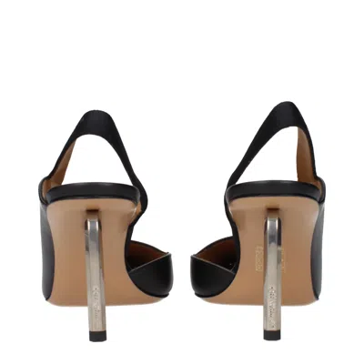 Off-white Satin-finish Leather Slingback Pump In Black