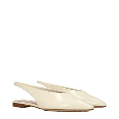Bottega Veneta Ivory Leather Sofia Ballerinas In White