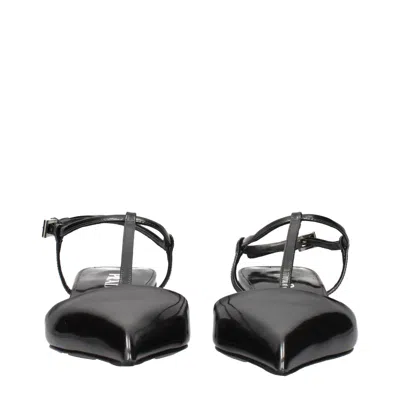 Prada Metallic Leather T-strap Flat In Black
