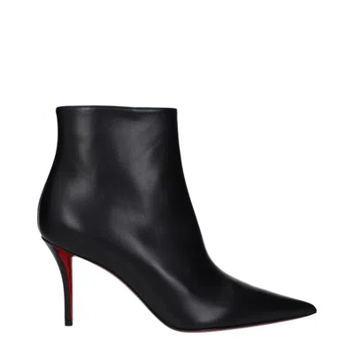 Christian Louboutin So Apostropha Suede Red Sole Stiletto Booties In Black