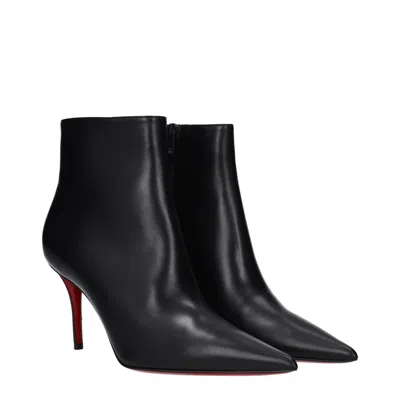 Christian Louboutin So Apostropha Suede Red Sole Stiletto Booties In Black