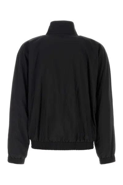 Ferragamo Wool Blend Jacket High Collar In Black
