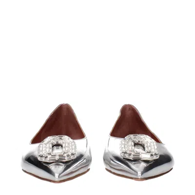 Amina Muaddi 5mm Camelia Mirror Leather Ballerinas In Silver