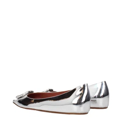 Amina Muaddi 5mm Camelia Mirror Leather Ballerinas In Silver