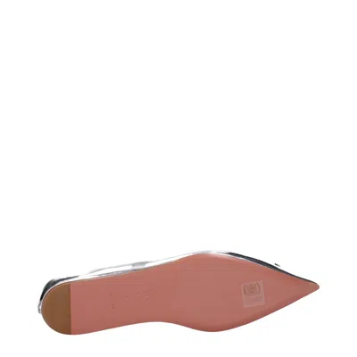 Amina Muaddi 5mm Camelia Mirror Leather Ballerinas In Silver