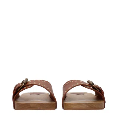 Isabel Marant Studded Leather Slipper In Brown