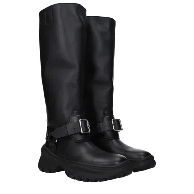 Burberry Harness-strap Leather Boot In Black