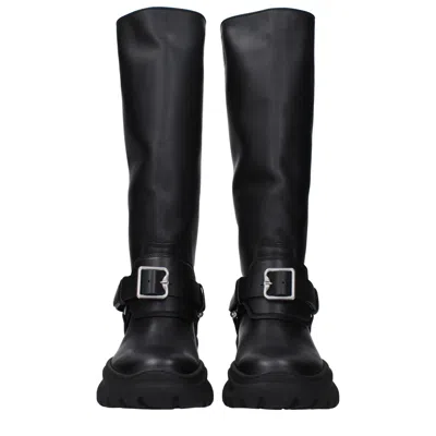 Burberry Harness-strap Leather Boot In Black