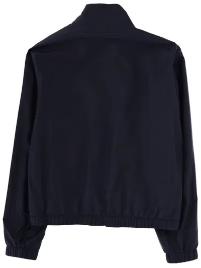 Hugo Boss Dark Blue Solid Mock Collar Jacket In Blue