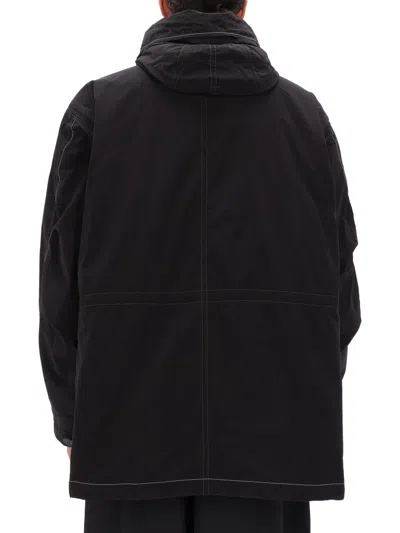 And Wander Loose Fishtail Octa Polyester-blend Hooded Jacket In Black