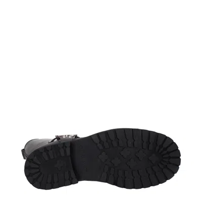 Off-white Woman Boot Black Size 8 Leather In Animal Print