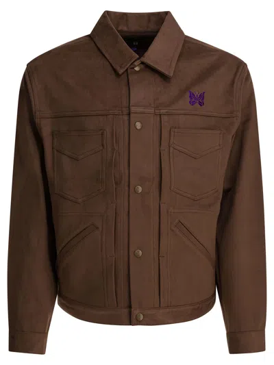 Needles Cropped Structured Jacket With Classic Collar In Brown