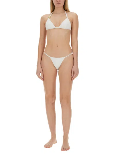 Dolce & Gabbana Triangle Bikini With Dg Logo In White
