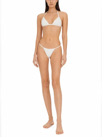 Dolce & Gabbana Triangle Bikini With Dg Logo In White