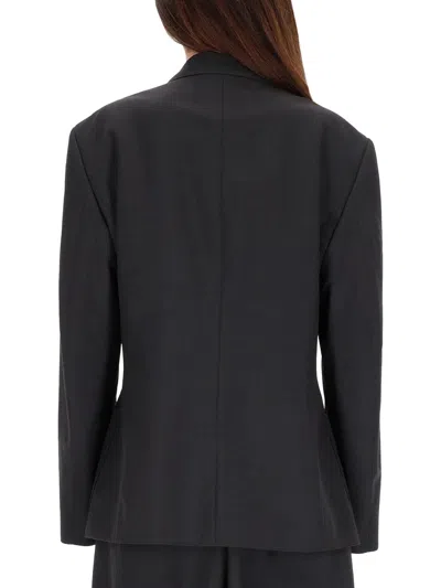 Lemaire Grey Polyester-blend Oversized Double-breasted Blazer In Gray