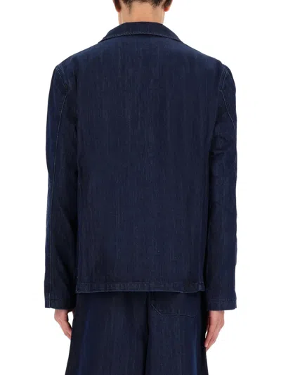 Ymc You Must Create Notched Lapel Long Sleeve Jacket With Pockets In Blue