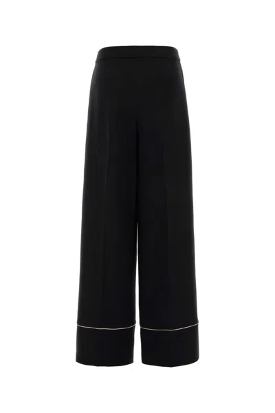 Fendi Black Wool Blend Pyjamas Pant In Black