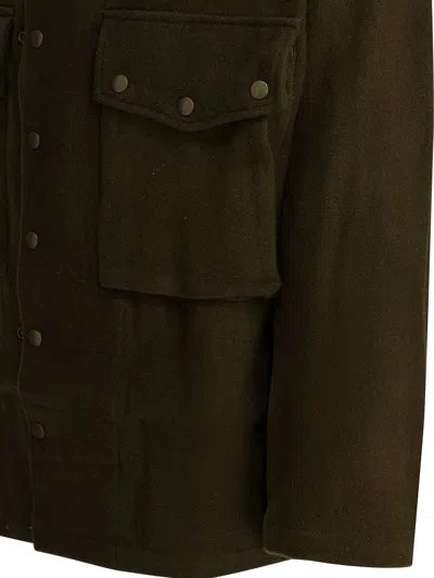 Needles Wool Overshirt With Maxi-pockets In Green