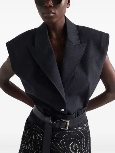 Prada Single-breasted Wool Vest In Blue