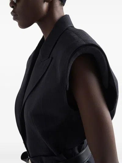 Prada Single-breasted Wool Vest In Blue