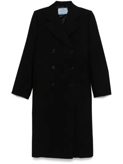 Prada Virgin Wool Coat In Black