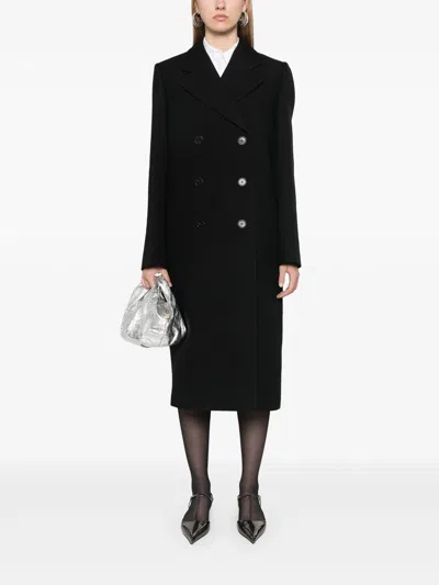 Prada Virgin Wool Coat In Black