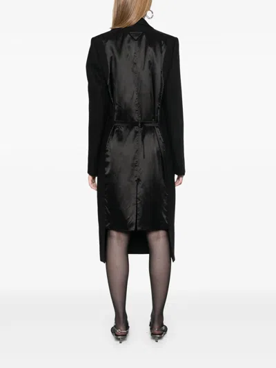 Prada Virgin Wool Coat In Black