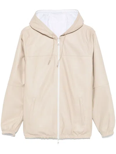 P.a.r.o.s.h Mitra Reversible Leather Zip-up Jacket In Neutral