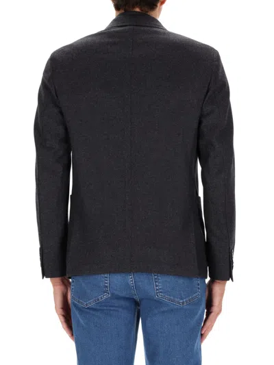 Zegna Dark Grey Solid Blazer In Black