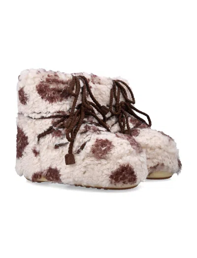 Moon Boot Icon Low Cow Print Curly Boots In Multi