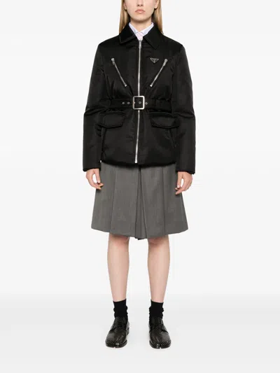 Prada Triangle Logo Padded Jacket In Black