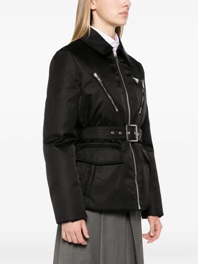 Prada Triangle Logo Padded Jacket In Black