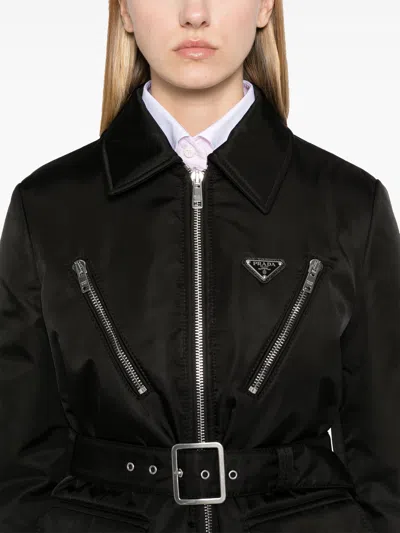 Prada Triangle Logo Padded Jacket In Black