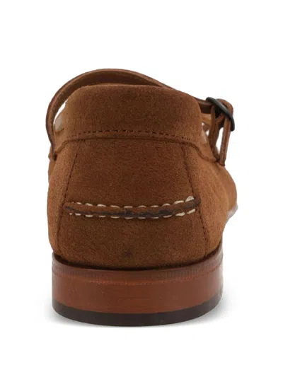 Hereu Lorea Suede Leather Loafers Bow Buckle In Brown
