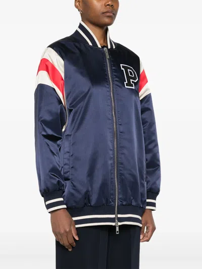P.a.r.o.s.h Parosh Nobody Logo Patch Bomber Jacket In Blue
